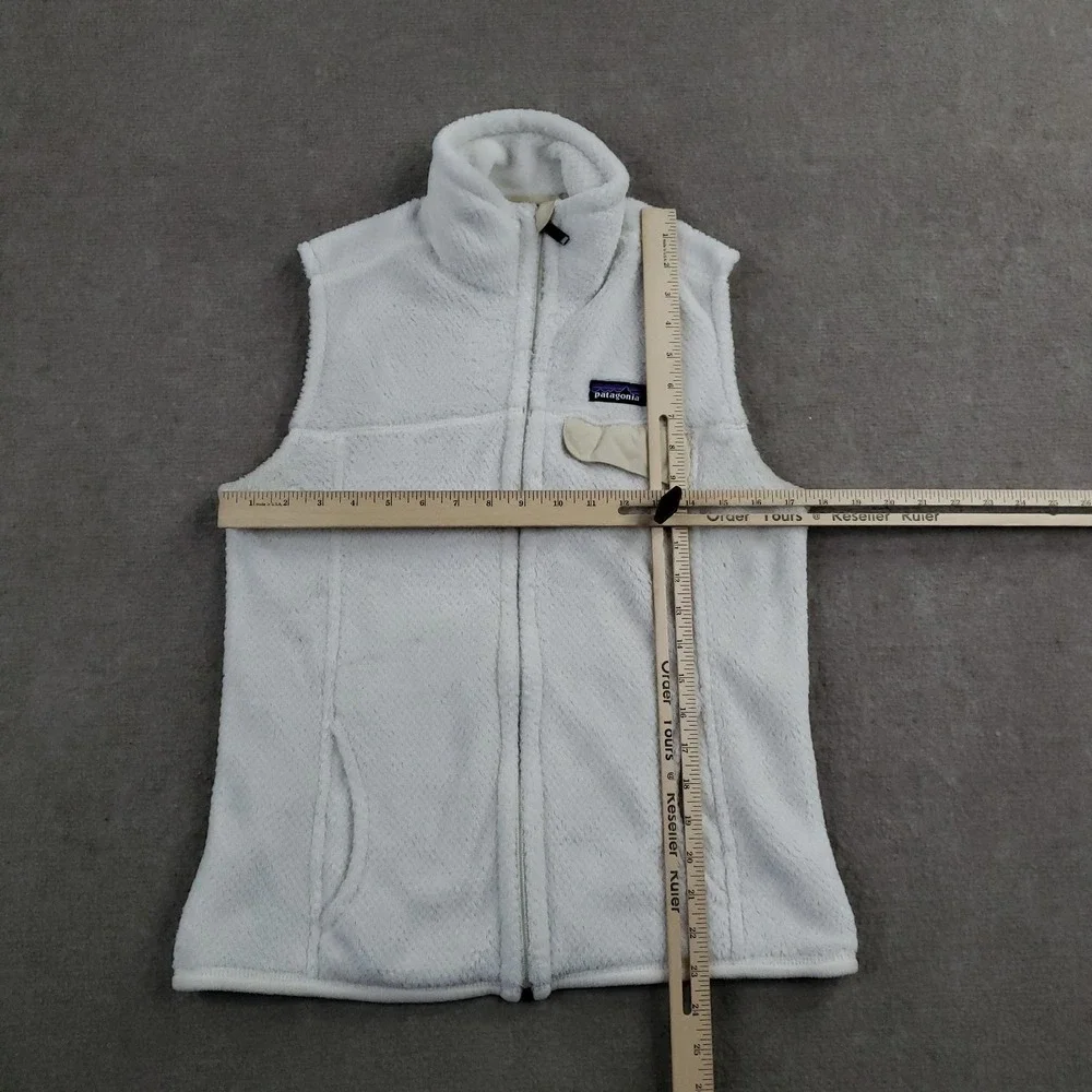 Patagonia Vest Womens Medium White Fleece Polartec Full Zip Pockets